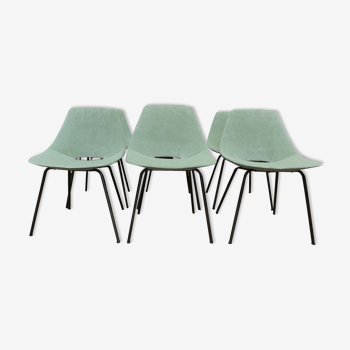 6 chaises tonneau design  par Pierre Guariche 1954