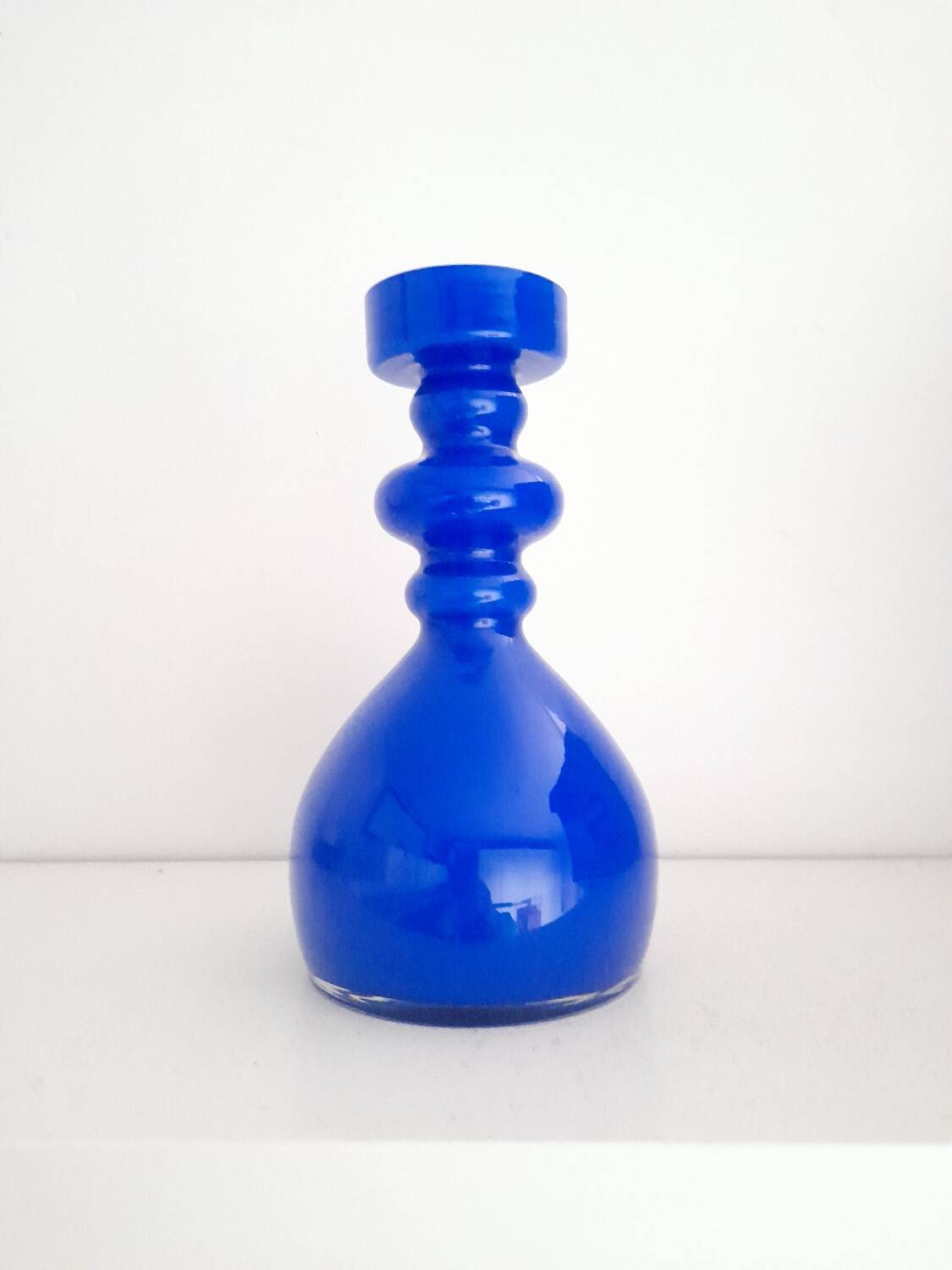 Hirschberg cobalt blue glass ring vase
