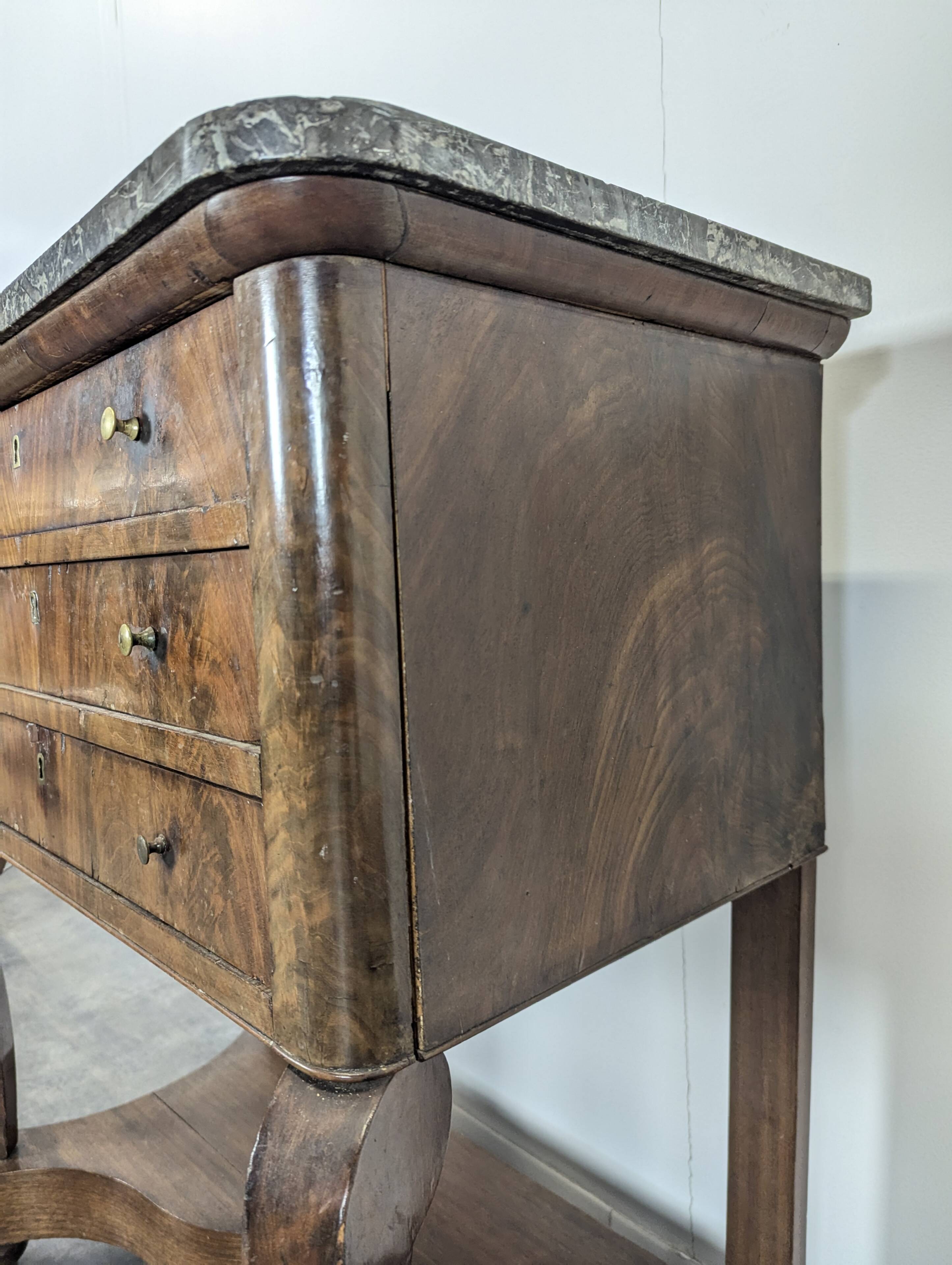 Louis Philippe period silver cabinet in flamed mahogany veneer