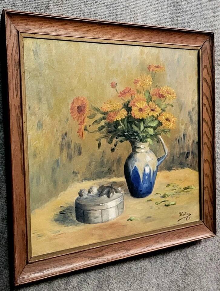 Jacques cartier 1936: oil on canvas, still life with flowers
