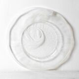 Vintage Swirl Design Glass Platter / Minimalist White Centerpiece / Italy