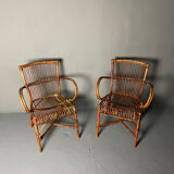 Pair of rattan armchairs 1930