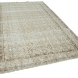 Tapis beige turc rustique noué à la main 196 cm x 296 cm
