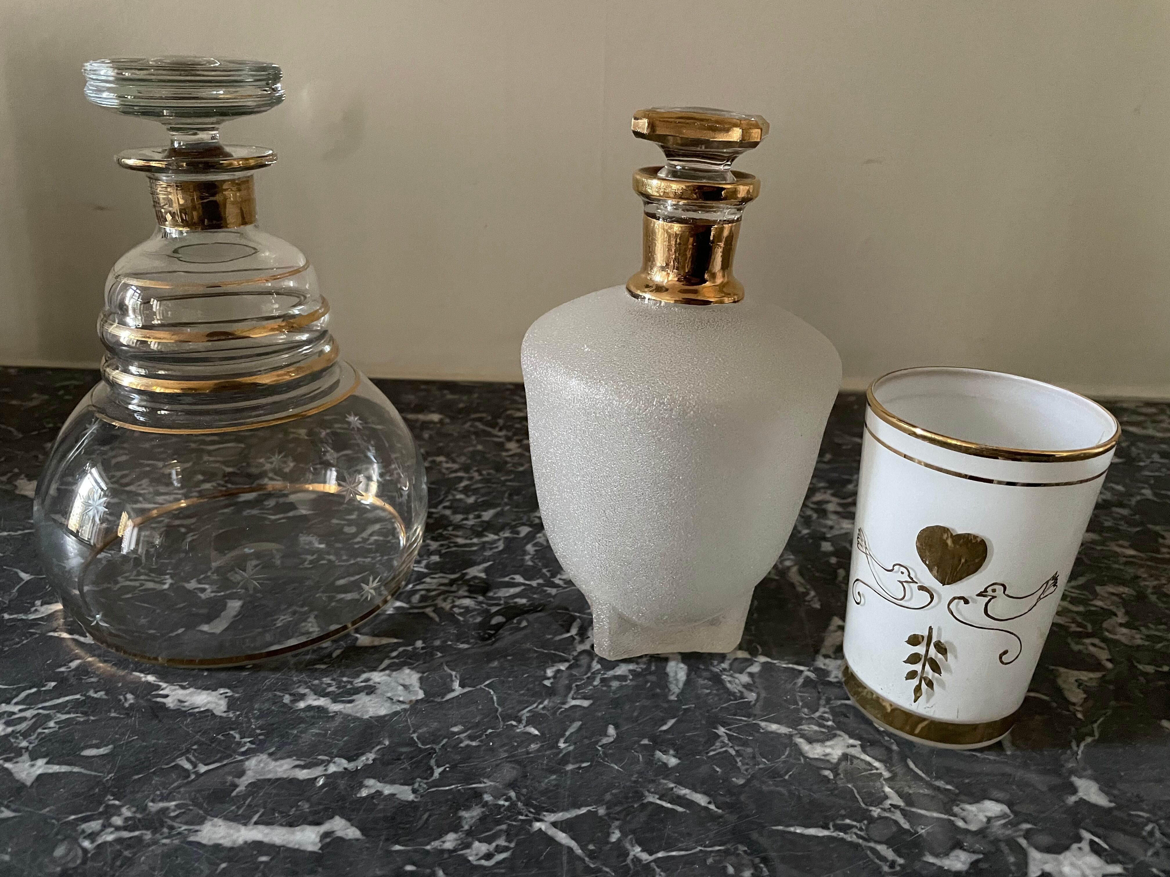 Golden glass carafons