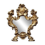 Petit miroir suspendu en métal doré