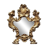 Petit miroir suspendu en métal doré