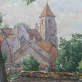 Watercolour painting Maurice Thevenin (1895-1967) Saint Seine l'Abbaye