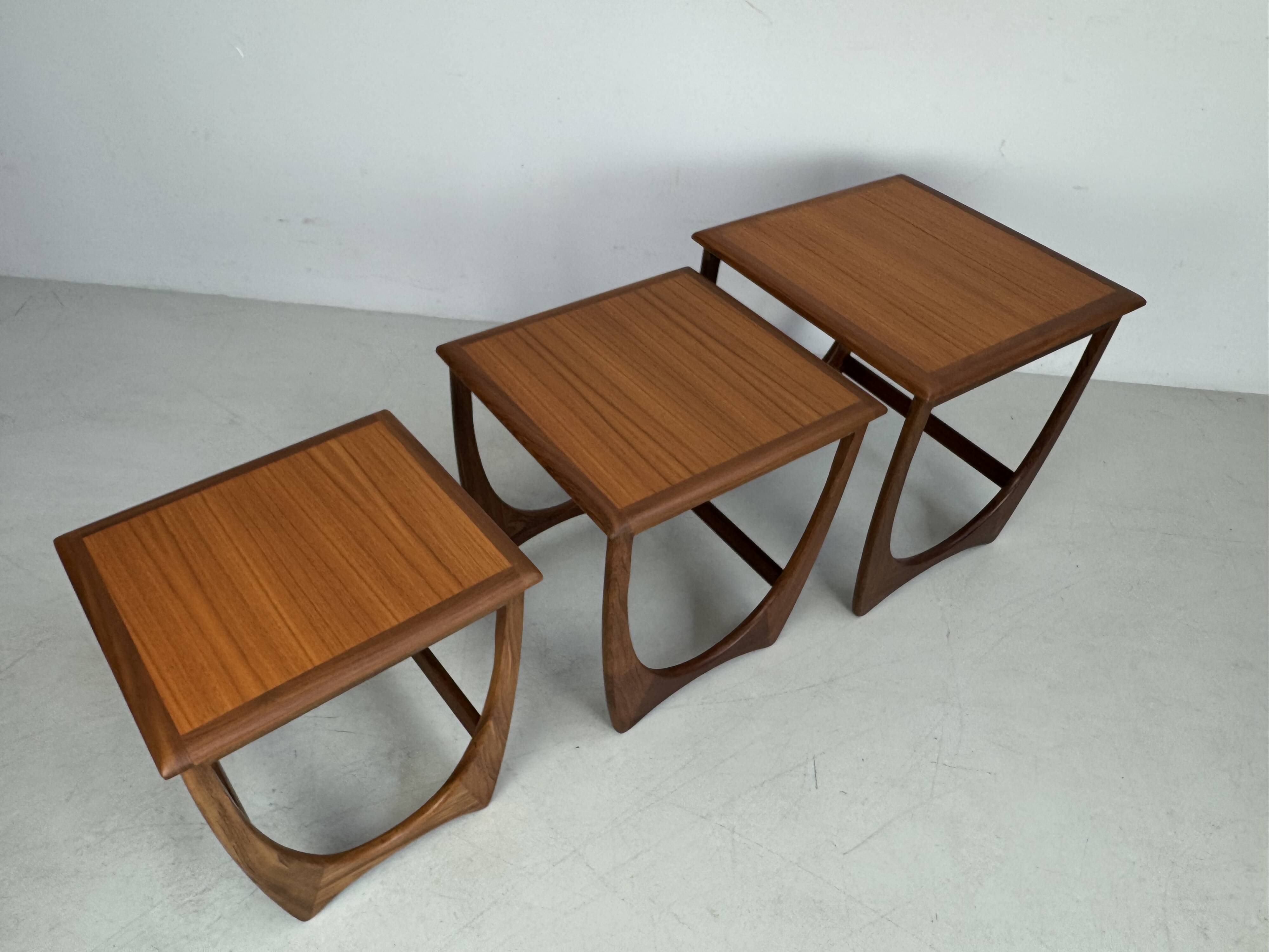 Vintage G-Plan nesting table set designed by V. Wilkins in the 1960s.