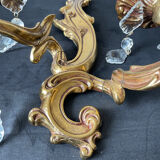 Paire d’applique en bronze doré pampilles 70’s