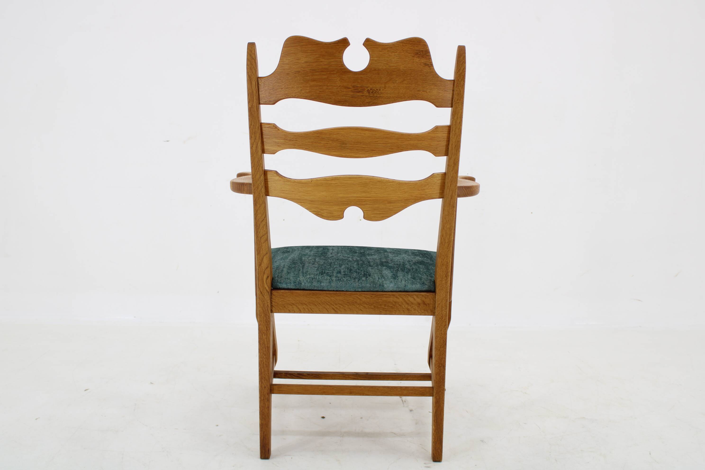 1960s Henning Kjærnulf Razorblade armchair in solid oak for EG Møbler, Denmark