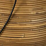 Lampe à suspension XL 71 cm en roseau, rotin, bambou et laiton, Italie