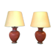 Pair of earthenware lamps with pink and gray patina XX century