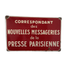 Plaque émaillée messagerie parisienne