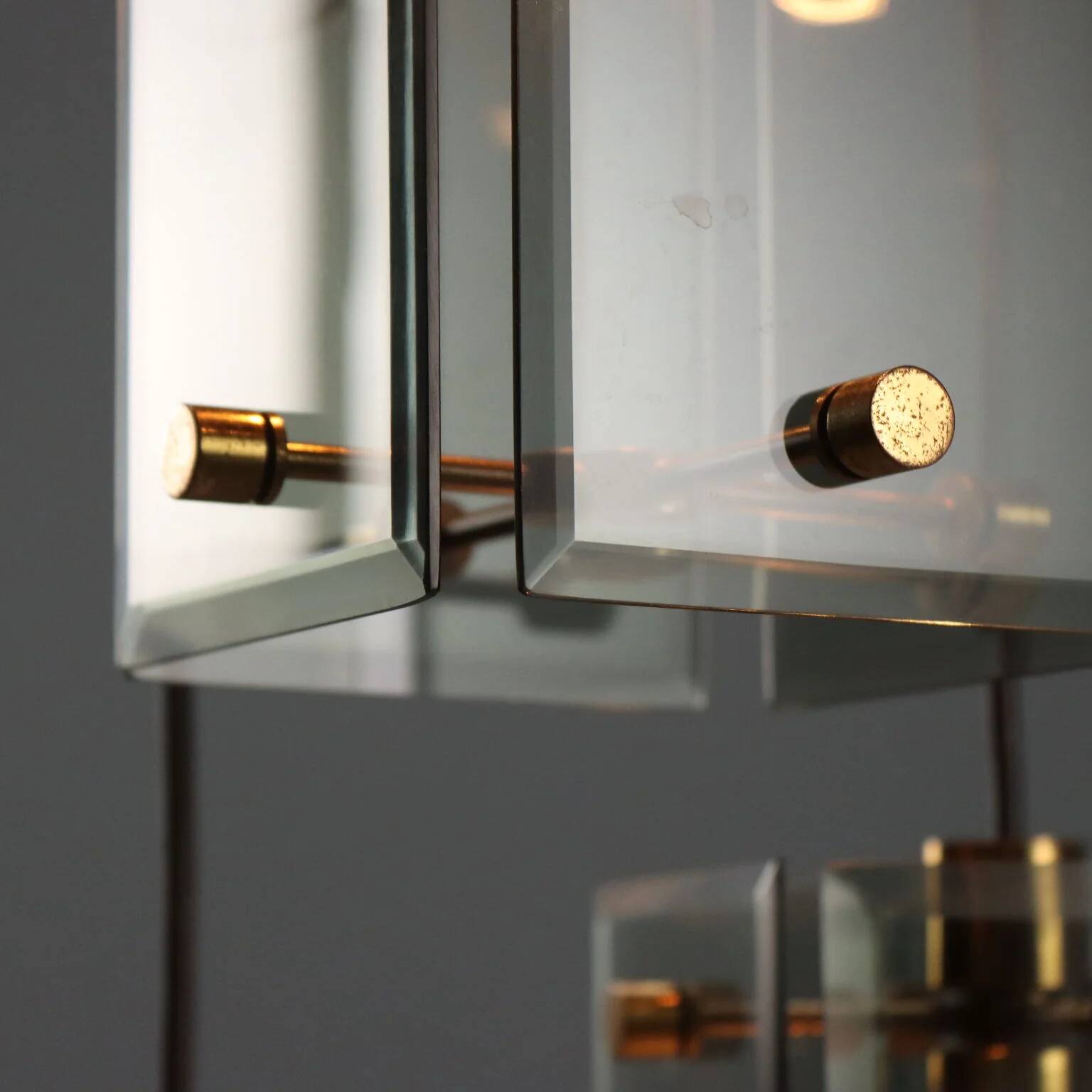 1960s brass and smoked glass ceiling light