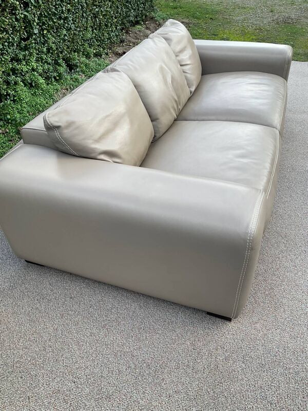 Canapé 3 places Roche Bobois en cuir beige