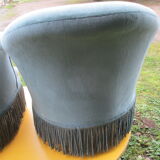 Pair of blue velvet toad armchairs