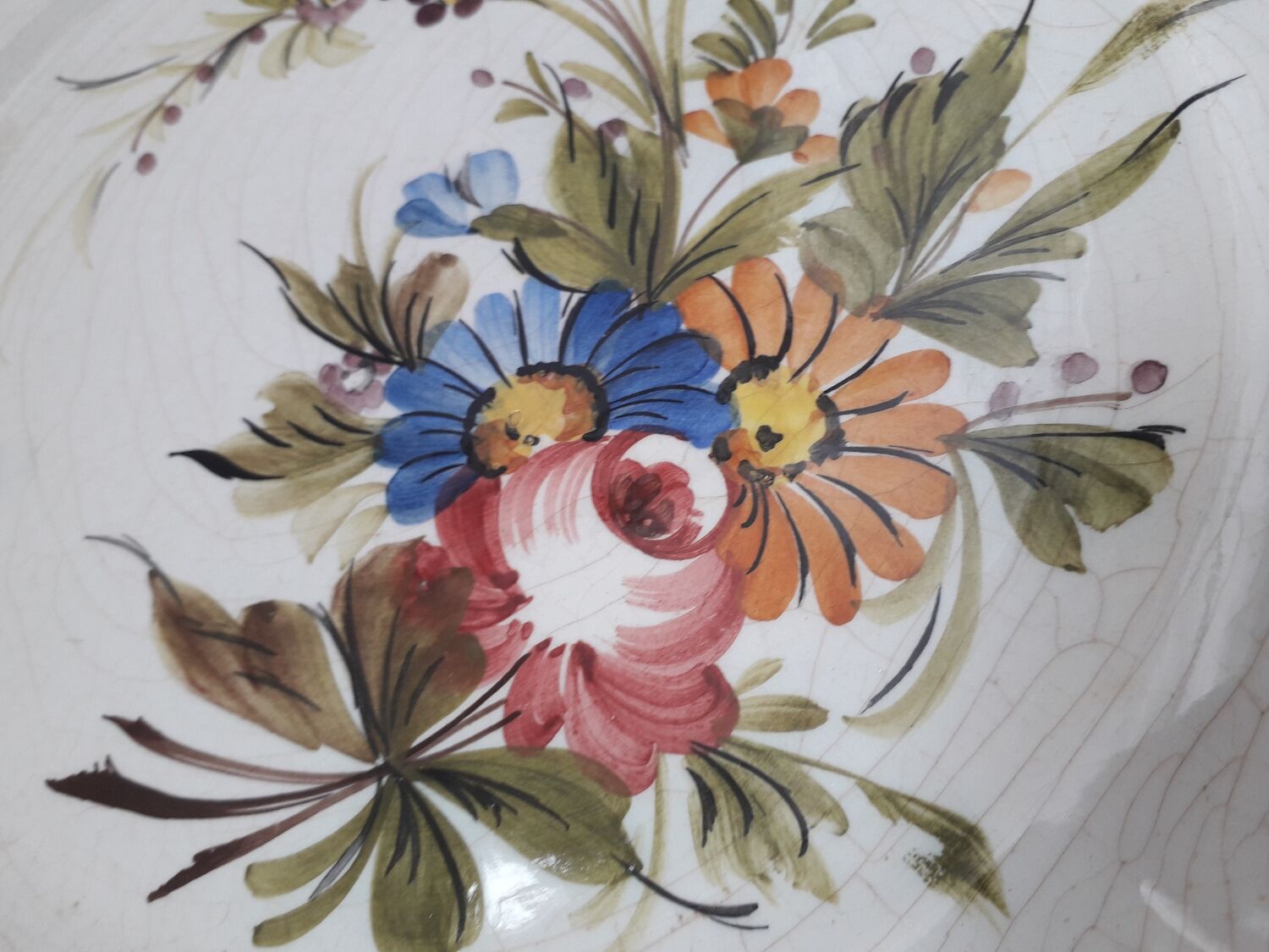 Old earthenware wall plates Bassano Italy floral decor