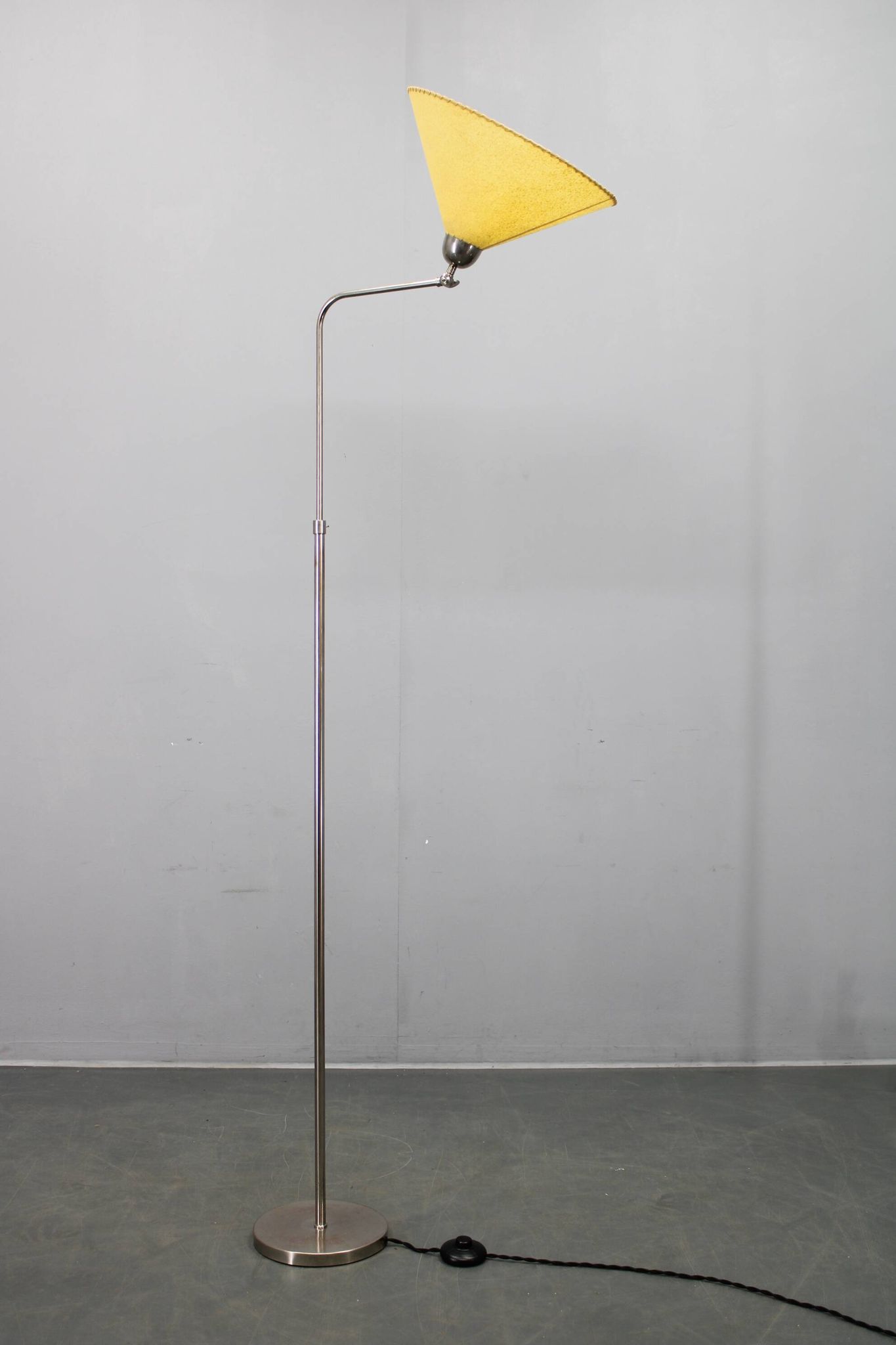 Lampe de sol Art Déco réglable, nickel, Tchécoslovaquie, années 1930
