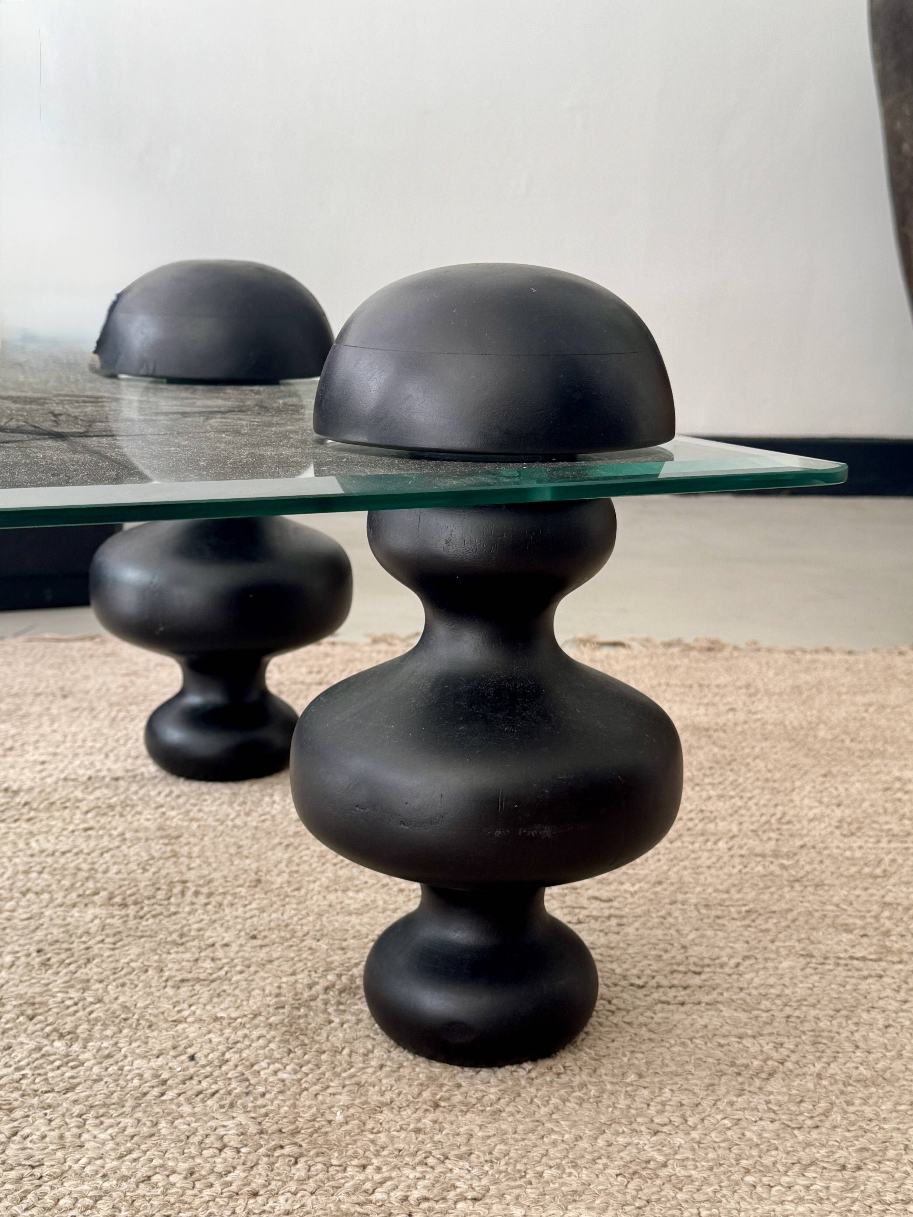 Table basse en verre et bois de manguier