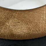 Vintage wall mirror round shape brown velvet frame 30cm