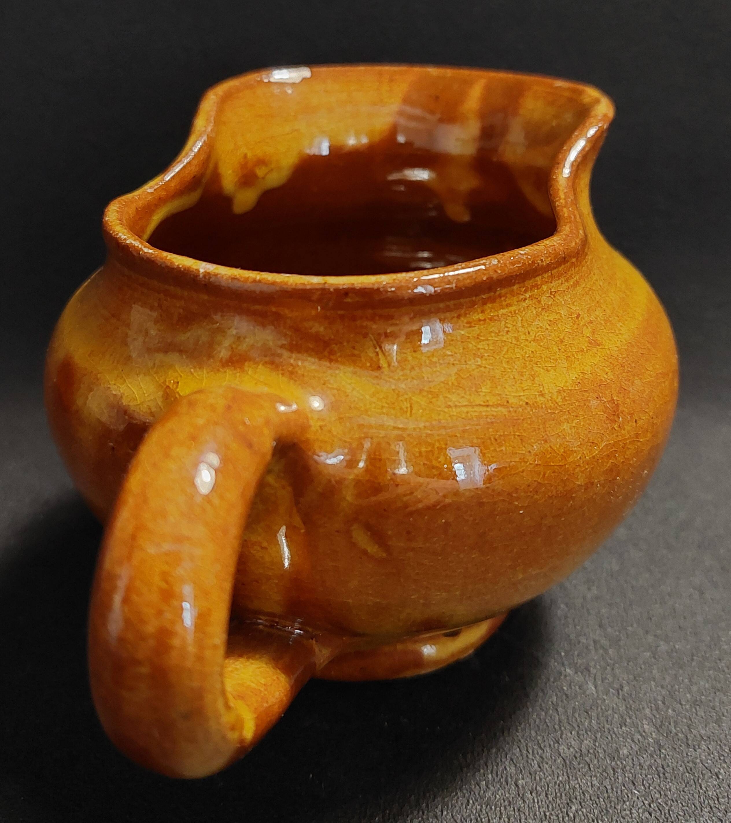 Pot à crème pichet terre cuite vernissée XXème