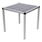 Vintage Danish design metal side table with tiles in a beautiful aqua color made in the 1970s. The f