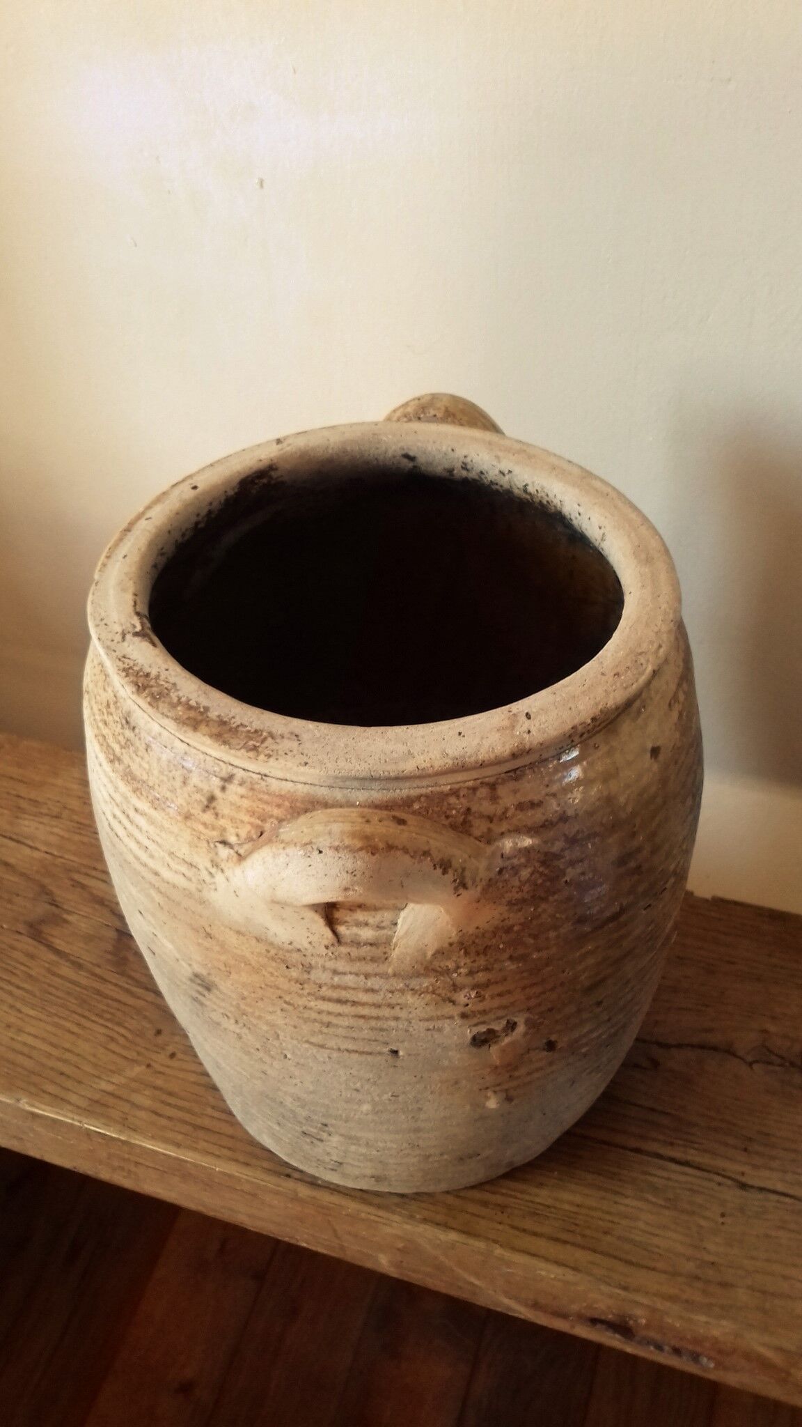 Terracotta pot with two vintage decorative handles