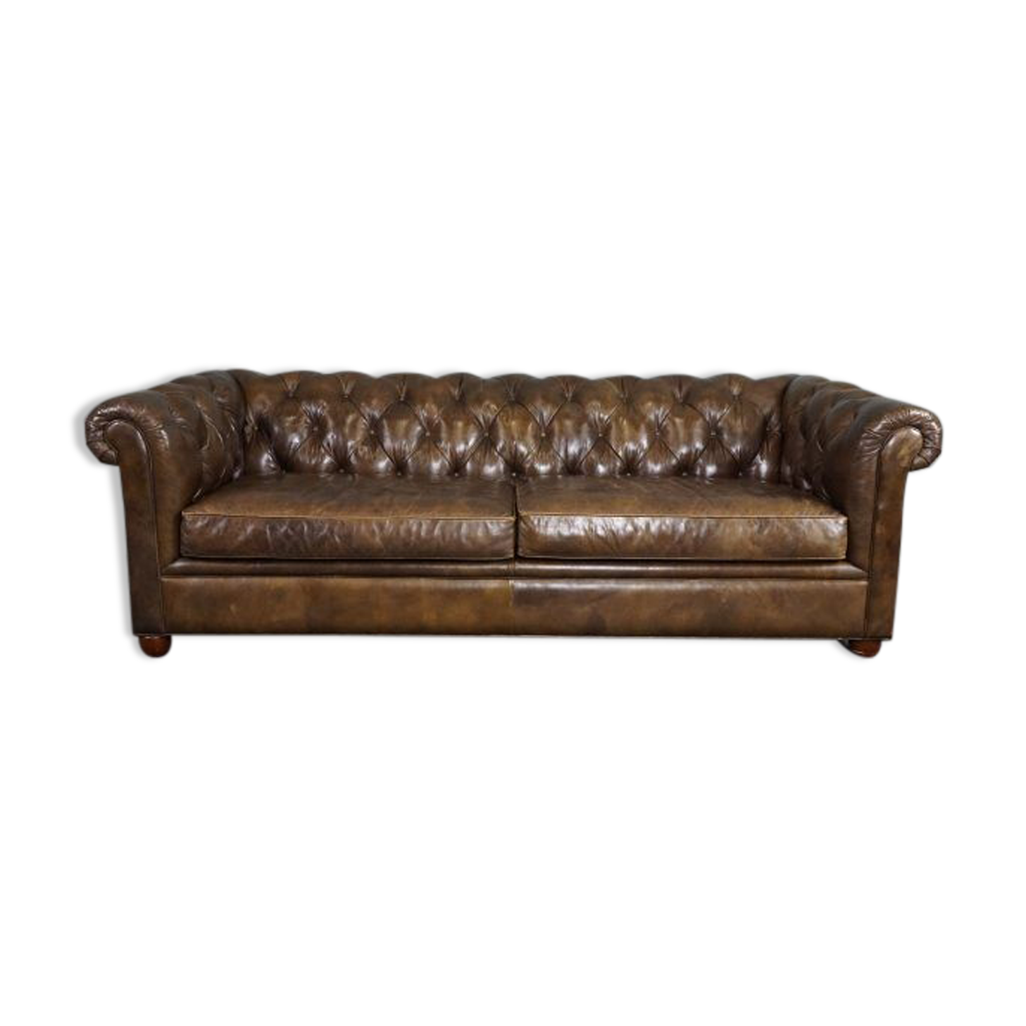 Chesterfield sofa in cowhide leather 3.5 seats
