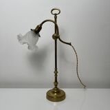 1900s style desk lamp with old crystal lampshade, up and down system