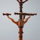 Antique coat rack in lime wood stained walnut, Italy, 19th century.
