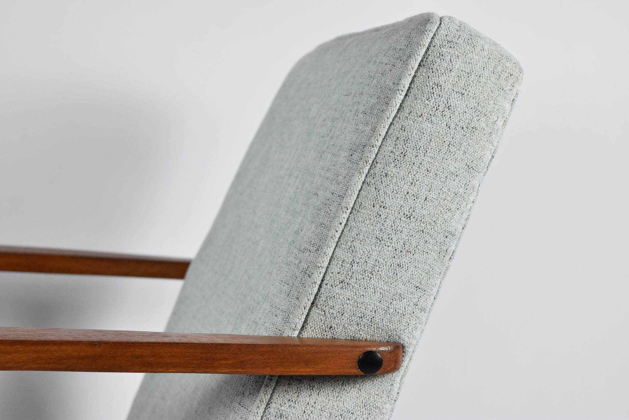 Vintage original armchair, fully restored, 1960s, green upholstery