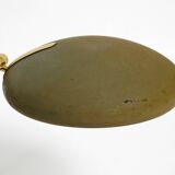 Huge 1970s brass table lamp with adjustable neck and shade from Hillebrand