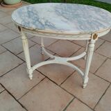 Table basse ancienne style louis xvi avec plateau marbre