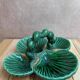Vintage ceramic server in green with shell design, Vallauris style.