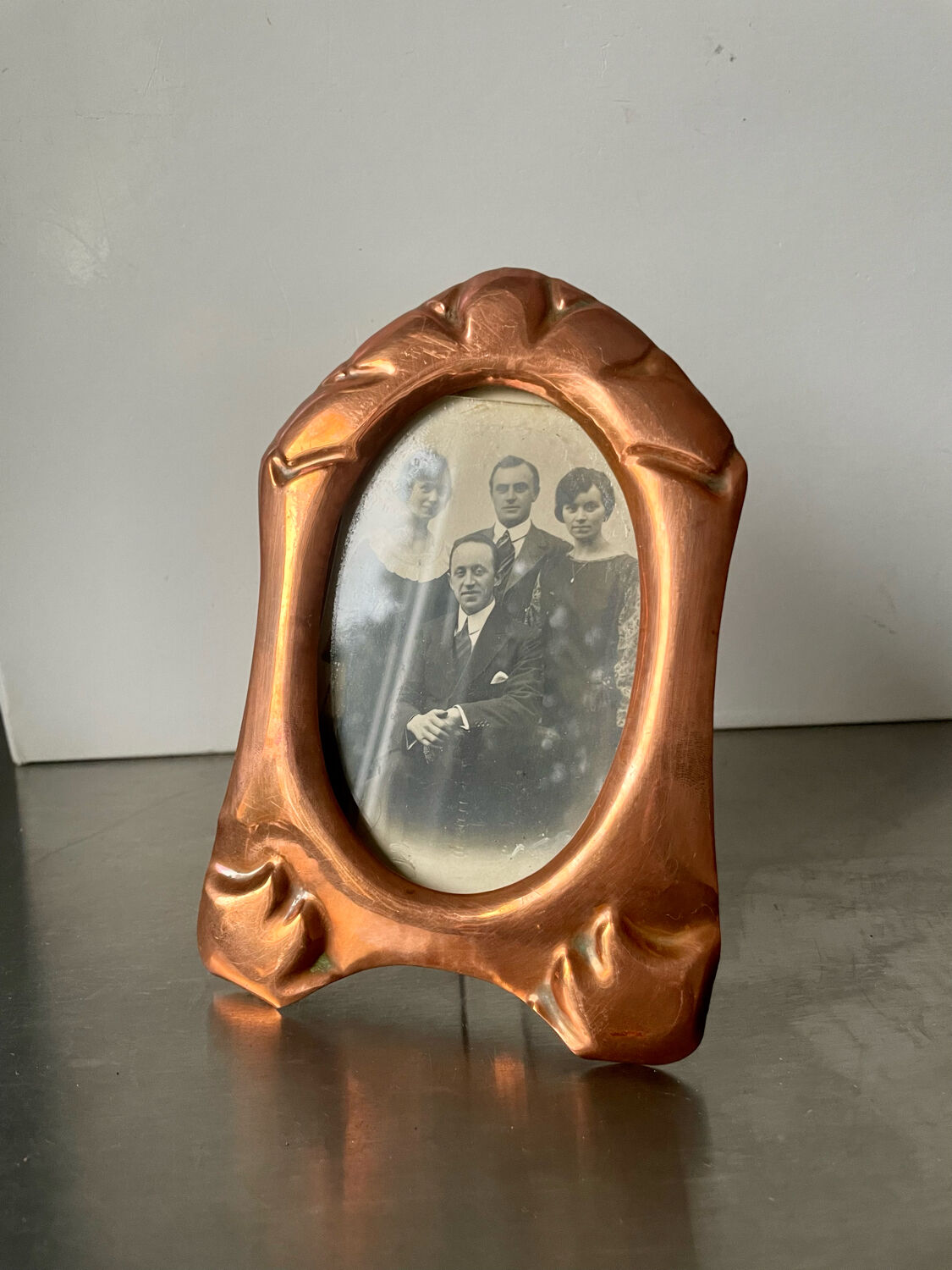 Art nouveau copper and metal photo frame
