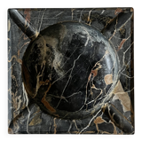 Square ashtray in veined black Italian marble.