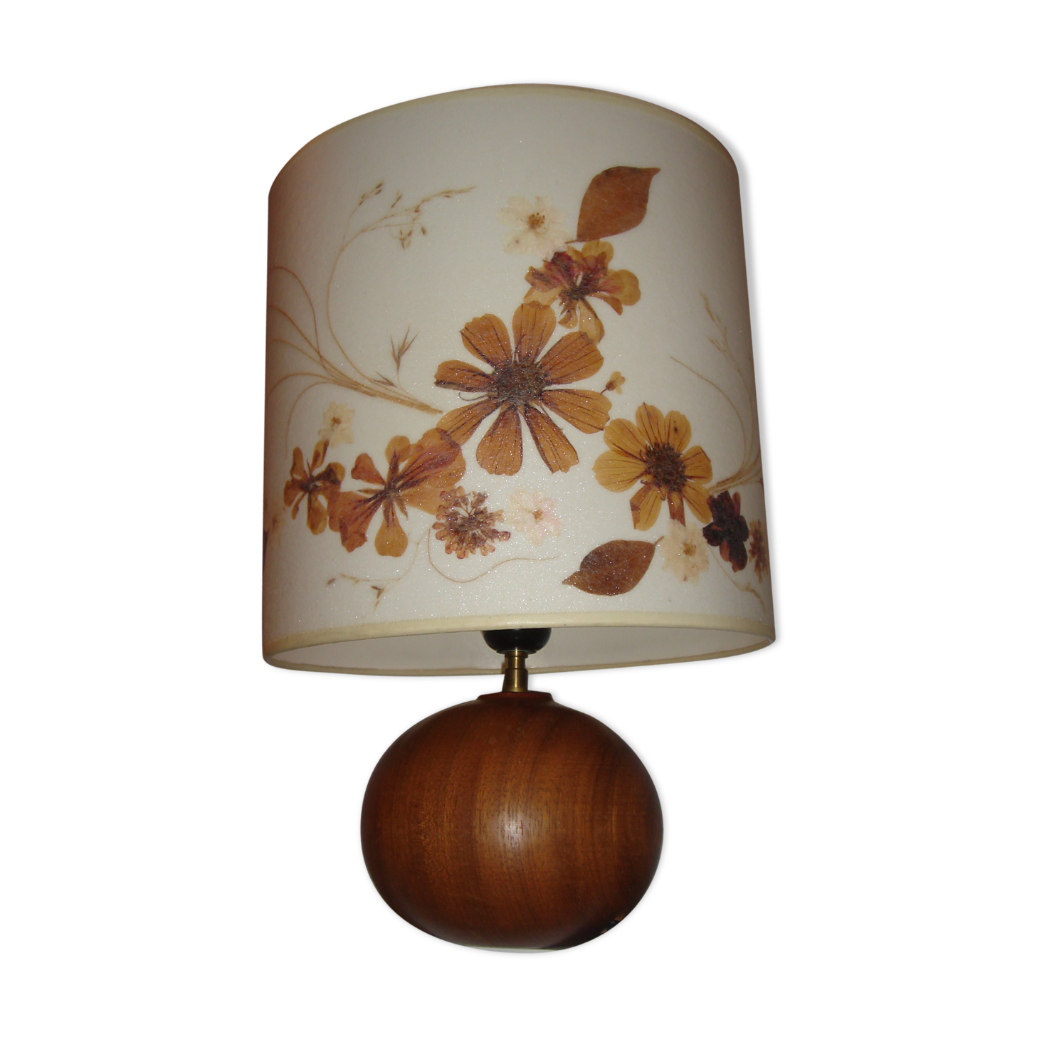 1970 Vintage lamp, ball tour, blinds wooden real flowers