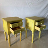 Pair of vintage carved wooden bedside tables.