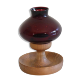 Bougeoir scandinave en verre et bois 1960
