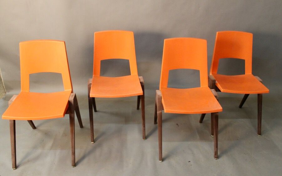 Suite of 4 vintage stamp chairs