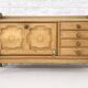 Small oak and leather enfilade by Guillerme and Chambron