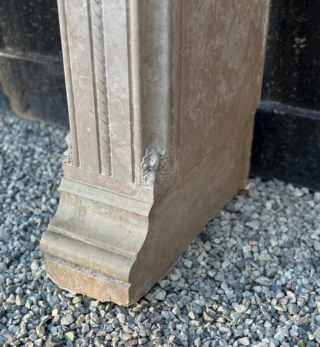 Neo-Gothic style Lumel beige marble fireplace circa 1880