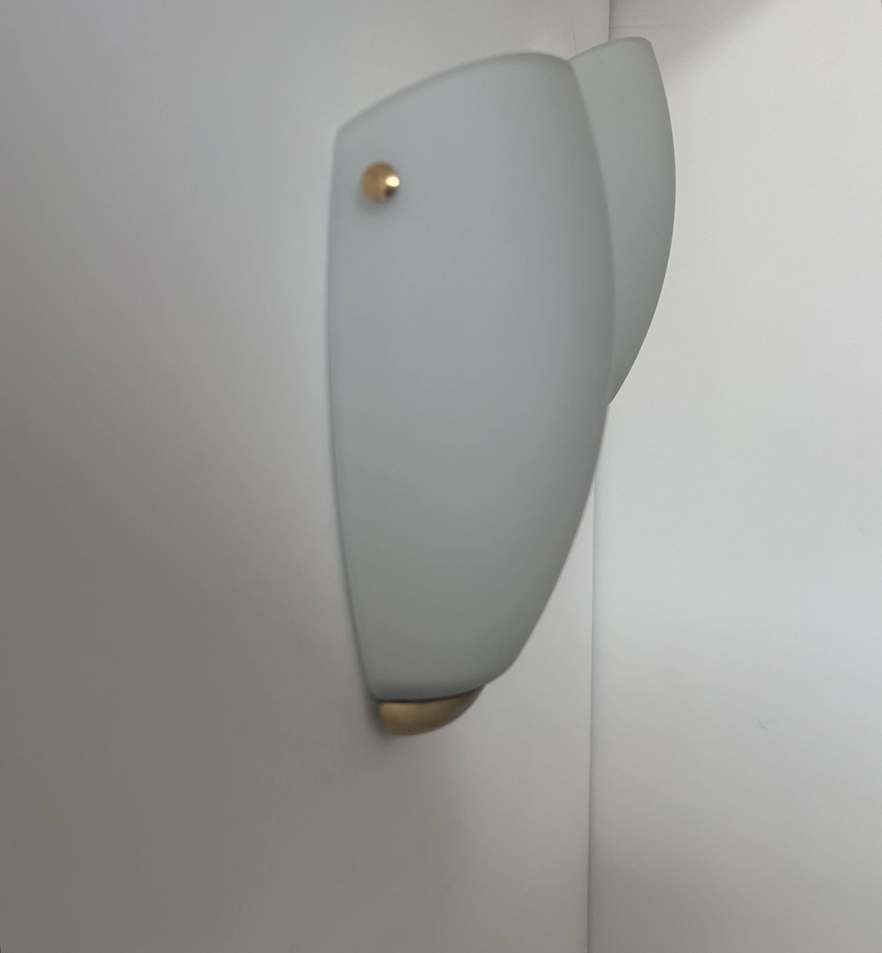 Pair of vintage wall lights, opaline glass and brass, Sweden 1970s