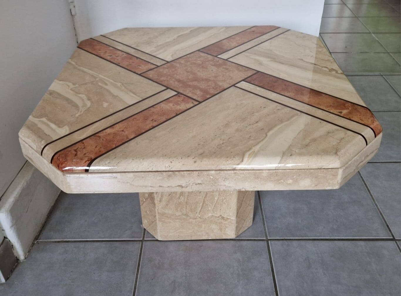 Travertine coffee table