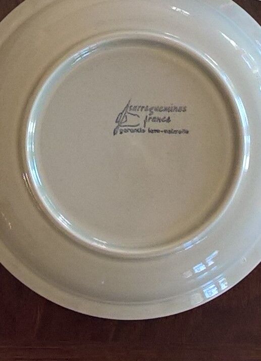 Lot de 4 assiettes creuses en grès Sarreguemines "Chardons" années 70