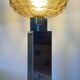 Vintage lamp in amber glass and aluminum
