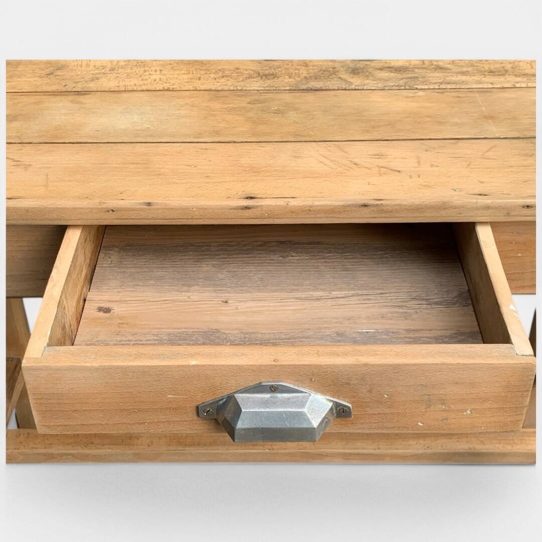 Art Deco farmhouse table in raw wood