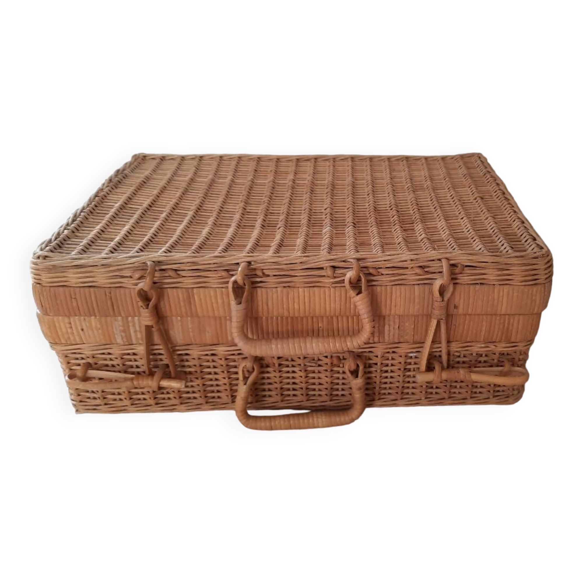 Vintage wicker suitcase