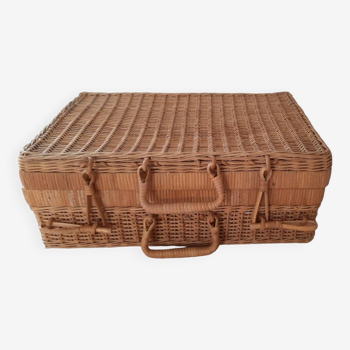 Vintage wicker suitcase