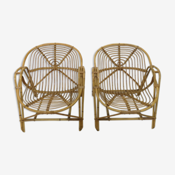 Pair of rattan armchairs from the 60's